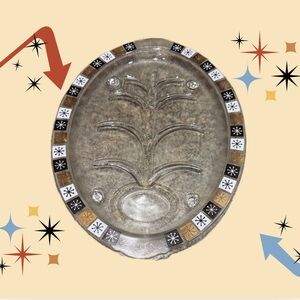 1960’s Inland Starburst Footed Textured Glass Serving Platter